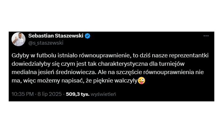 TWEET Sebastiana Staszewskiego po PORAŻCE Polek ze Szwecją na ME xD